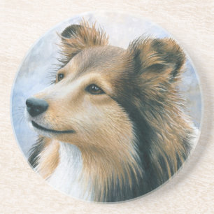 Sheltie Collie Dog 122 Zandsteen Onderzetter