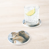 Sheltie Collie Dog 122 Zandsteen Onderzetter (Zijkant)