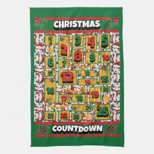 Sheltie Countdown Kerst Adventkalender Hond Theedoek (Verticaal)