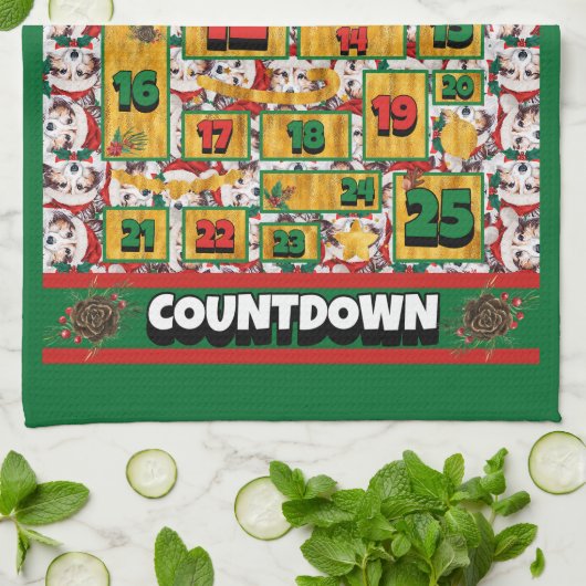 Sheltie Counting met Kerstmis Advent Calendar Dog Theedoek (Gevouwen)
