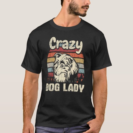 Sheltie Crazy Dog Lady Moederdag Retro T-shirt (Voorkant)