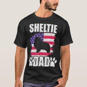 Sheltie Dad Hondenliefhebber Amerikaanse vlag T-shirt