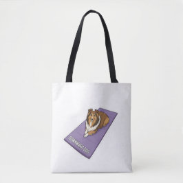 Sheltie doet yoga tote bag