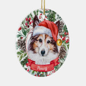 Sheltie Dog Aangepast kerstkerstkerstkerstfeest Keramisch Ornament (Rechts)