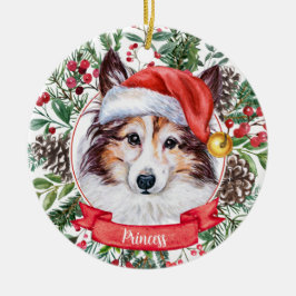 Sheltie Dog Aangepast kerstkerstkerstkerstfeest Keramisch Ornament