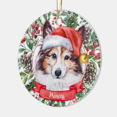Sheltie Dog Aangepast kerstkerstkerstkerstfeest Keramisch Ornament (Links)