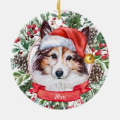 Sheltie Dog Aangepast kerstkerstkerstkerstfeest Keramisch Ornament (Achterkant)