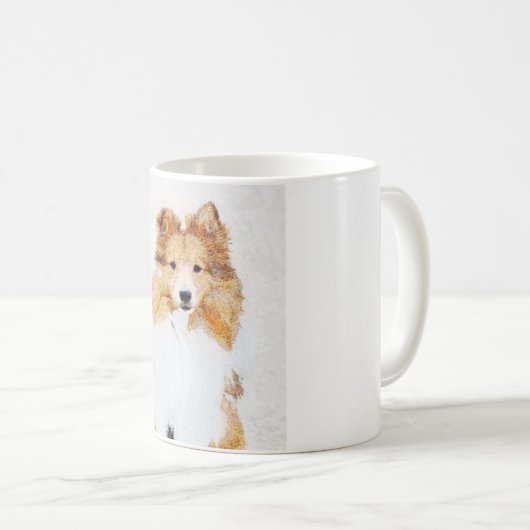 Sheltie Dog Art Portrait Mok (Voorkant rechts)