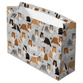 Sheltie Dog Bones and Paws Large Gift Bag Groot Cadeauzakje (Achterkant Gekanteld)