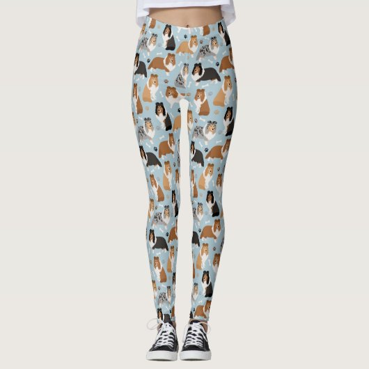 Sheltie Dog Bones and Paws Leggings (Voorkant)