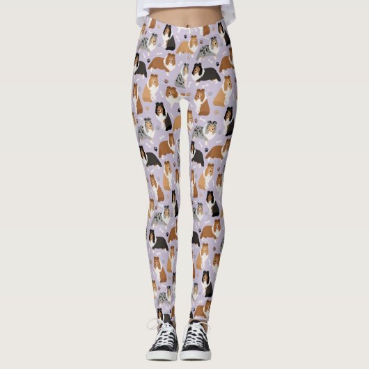 Sheltie Dog Bones and Paws Leggings (Voorkant)