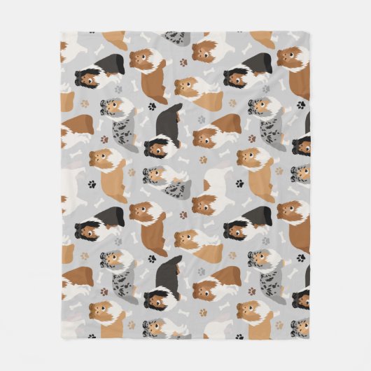 Sheltie Dog Botten en Paws Fleece Blanket (Voorkant)