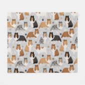 Sheltie Dog Botten en Paws Fleece Blanket (Voorkant (Horizontaal))