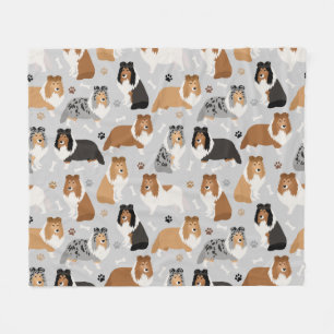 Sheltie Dog Botten en Paws Fleece Blanket Deken