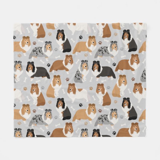 Sheltie Dog Botten en Paws Fleece Blanket Deken (Voorkant (Horizontaal))