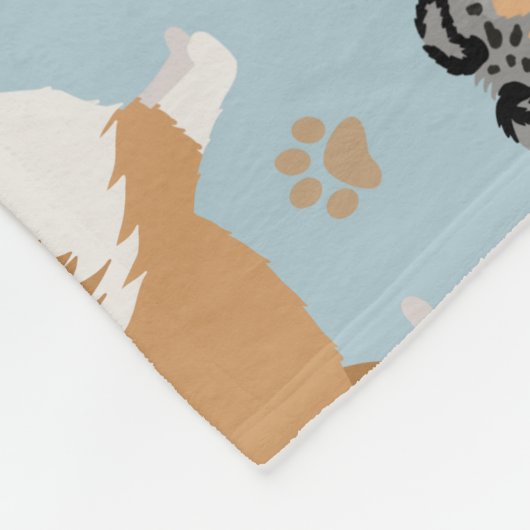 Sheltie Dog Botten en Paws Fleece Deken (Hoek)