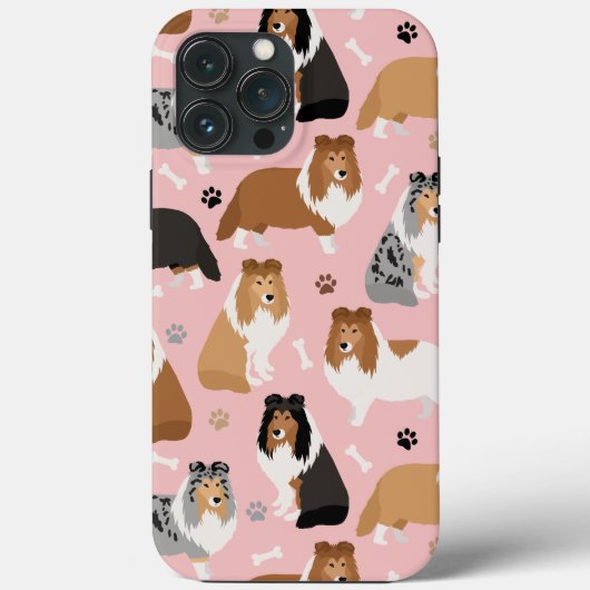 Sheltie Dog Botten en Paws Hoesje-Mate iPhone Case (Achterkant)