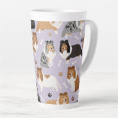 Sheltie Dog Botten en Paws Latte Mok (Rechterhoek)