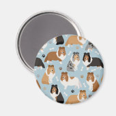 Sheltie Dog Botten en Paws Magneet (Voorkant / Achterkant)