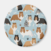 Sheltie Dog Botten en Paws Magneet (Voorkant)