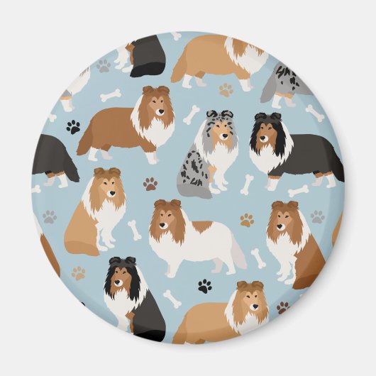 Sheltie Dog Botten en Paws Magneet (Voorkant)