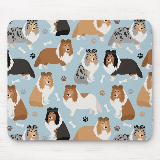 Sheltie Dog Botten en Paws Muismat (Voorkant)