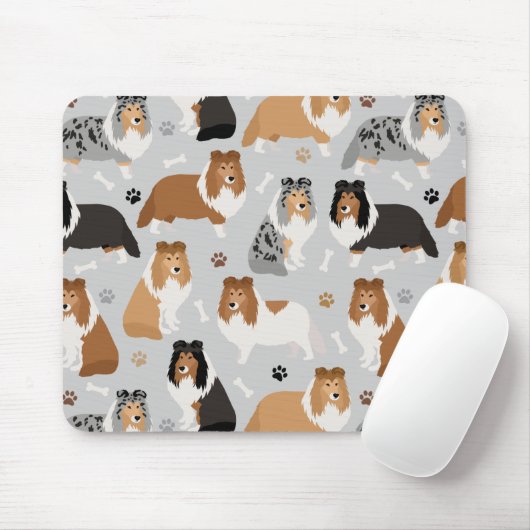 Sheltie Dog Botten en Paws Muismat (Met muis)