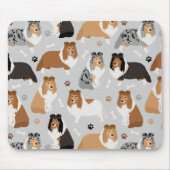 Sheltie Dog Botten en Paws Muismat (Voorkant)