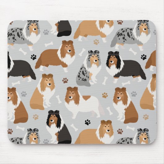 Sheltie Dog Botten en Paws Muismat (Voorkant)