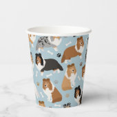 Sheltie Dog Botten en Paws Papieren Bekers (Achterkant)