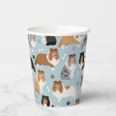 Sheltie Dog Botten en Paws Papieren Bekers (Links)