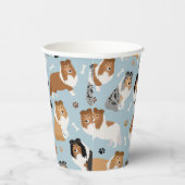 Sheltie Dog Botten en Paws Papieren Bekers (Rechts)