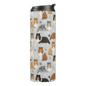 Sheltie Dog Botten en Paws Thermal Tumbler Thermosbeker (Gedraaid links)