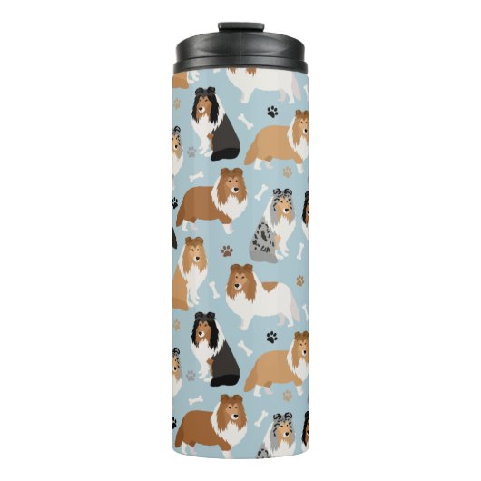 Sheltie Dog Botten en Paws Thermosbeker (Voorkant)
