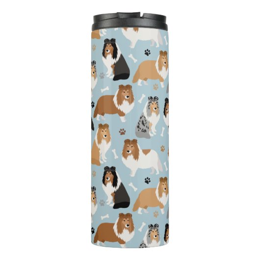 Sheltie Dog Botten en Paws Thermosbeker (Achterkant)