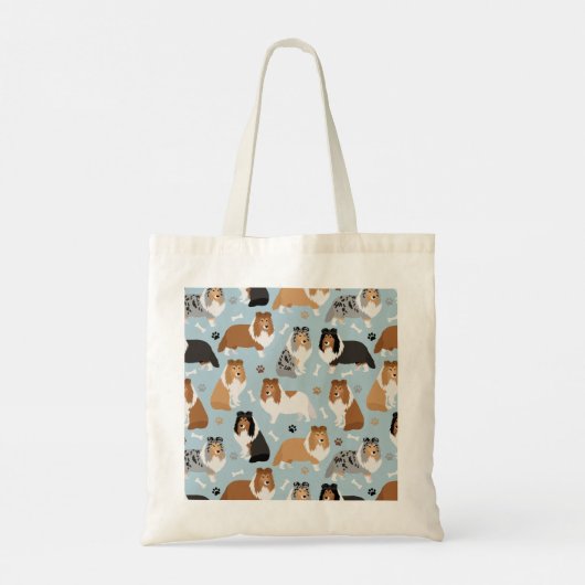 Sheltie Dog Botten en Paws Tote Bag (Achterkant)