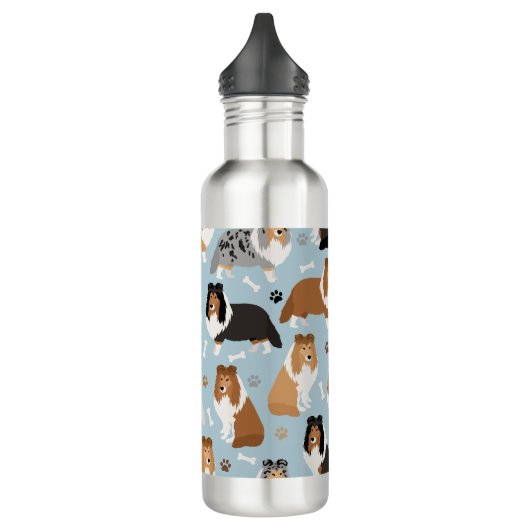 Sheltie Dog Botten en Paws Waterfles (Links)