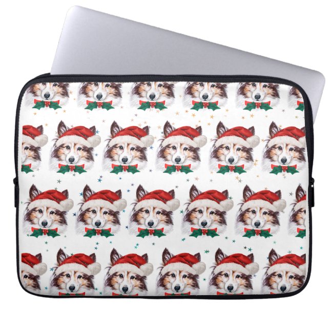 Sheltie Dog Breed Christmas Stars Laptop Sleeve (Voorkant)