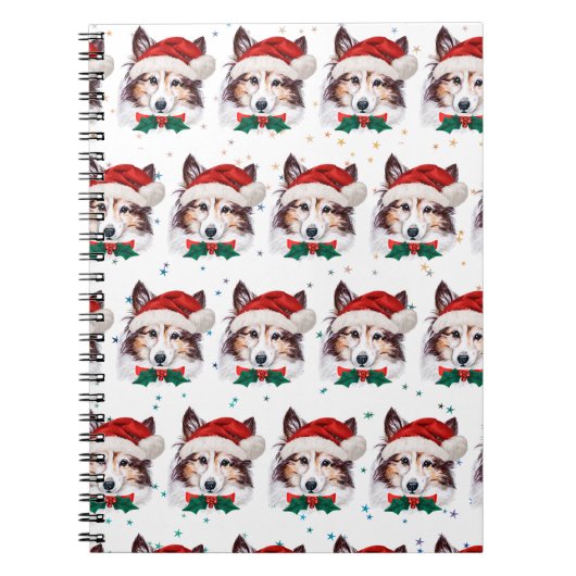 Sheltie Dog Breed Christmas Stars Notitieboek (Voorkant)