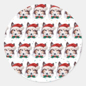 Sheltie Dog Breed Christmas Stars Ronde Sticker (Voorkant)