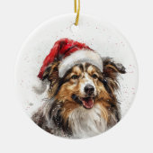 Sheltie Dog Christmas Personalized Keramisch Ornament (Voorkant)