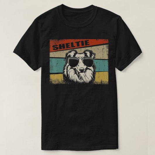 Sheltie Dog Cool Lover Simple Retro Style T-shirt (Design voorkant)