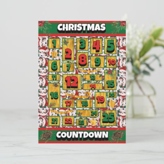 Sheltie Dog Counting Kerstmis Advent Calendar Feestdagenkaart (Staand voorkant)