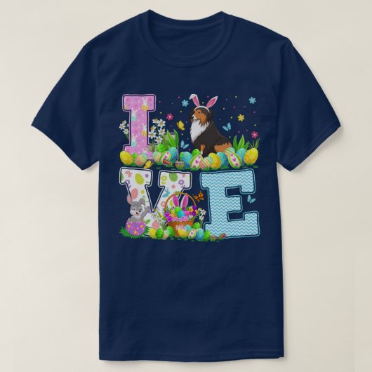Sheltie Dog Easter Hunt Funny Love Sheltie Eas T-shirt (Design voorkant)