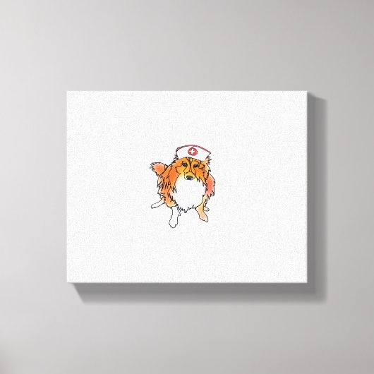 Sheltie Dog in Nurse Pet – animalsinhats Classic T Canvas Afdruk (Voorkant)