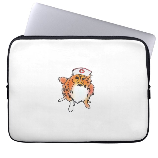 Sheltie Dog in Nurse Pet – animalsinhats Classic T Laptop Sleeve (Voorkant)