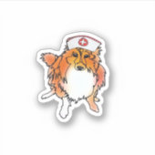 Sheltie Dog in Nurse Pet – animalsinhats Classic T Sticker (Voorkant)