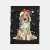 Sheltie Dog Lover Xmas Lighting Santa Sheltie Chri Fleece Deken (Voorkant)