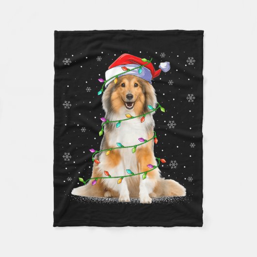 Sheltie Dog Lover Xmas Lighting Santa Sheltie Chri Fleece Deken (Voorkant)
