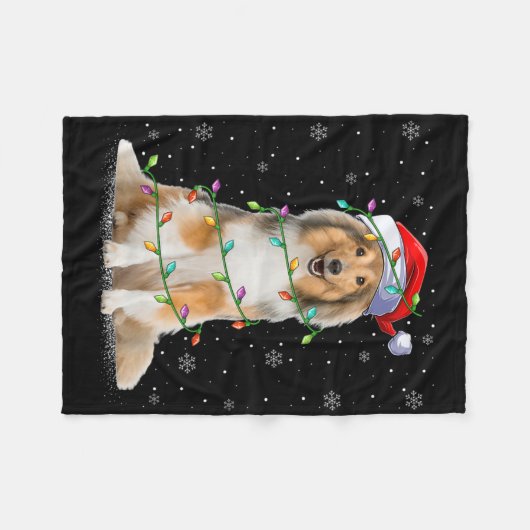 Sheltie Dog Lover Xmas Lighting Santa Sheltie Chri Fleece Deken (Voorkant (Horizontaal))